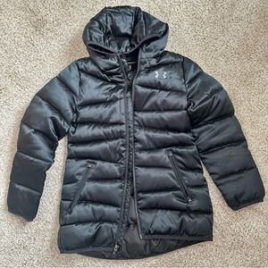 Under Armour Girls Hooded Full Zip Puffer Winter Coat Size M